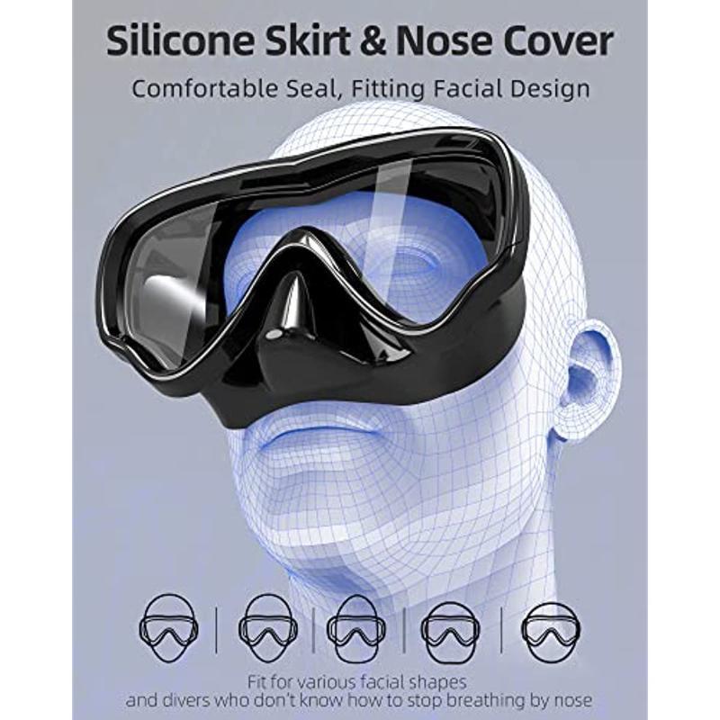 Очки для плавания для взрослых с крышкой для носа, прозрачная маска для дайвинга, широкий обзор, без размытия, для мужчин, женщин, молодежи