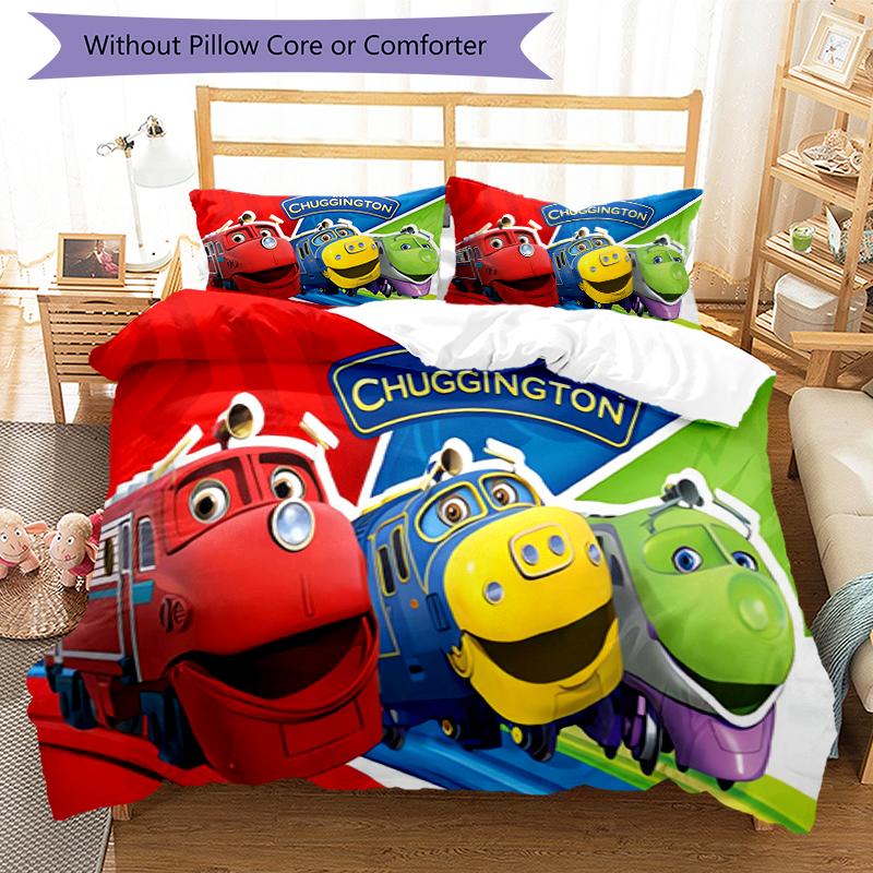 3pcs Chuggington pattern bedding set duvet cover set includes duvet cover &pillowcases, perfect all season bedroom decoration & gift