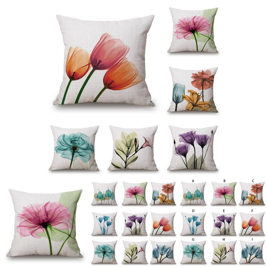 Premium Cotton Linen Pillow Case With Timeless Tulips Design For Home Decor