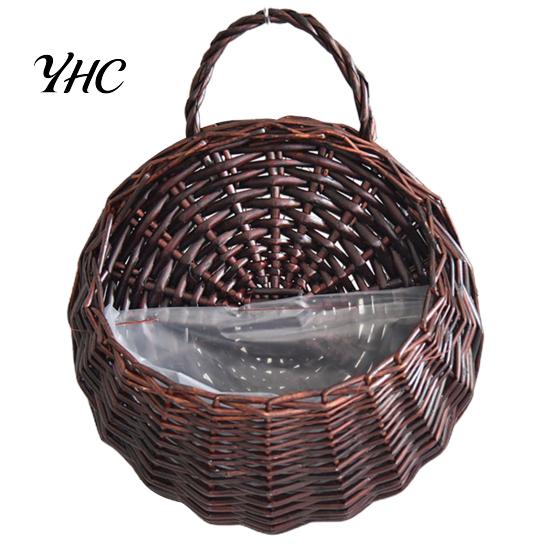 Pot Plants Holder 1 Set Plant Basket Handmade Weaving Multi-Function Rattan Hanging Wall Fence for Garden