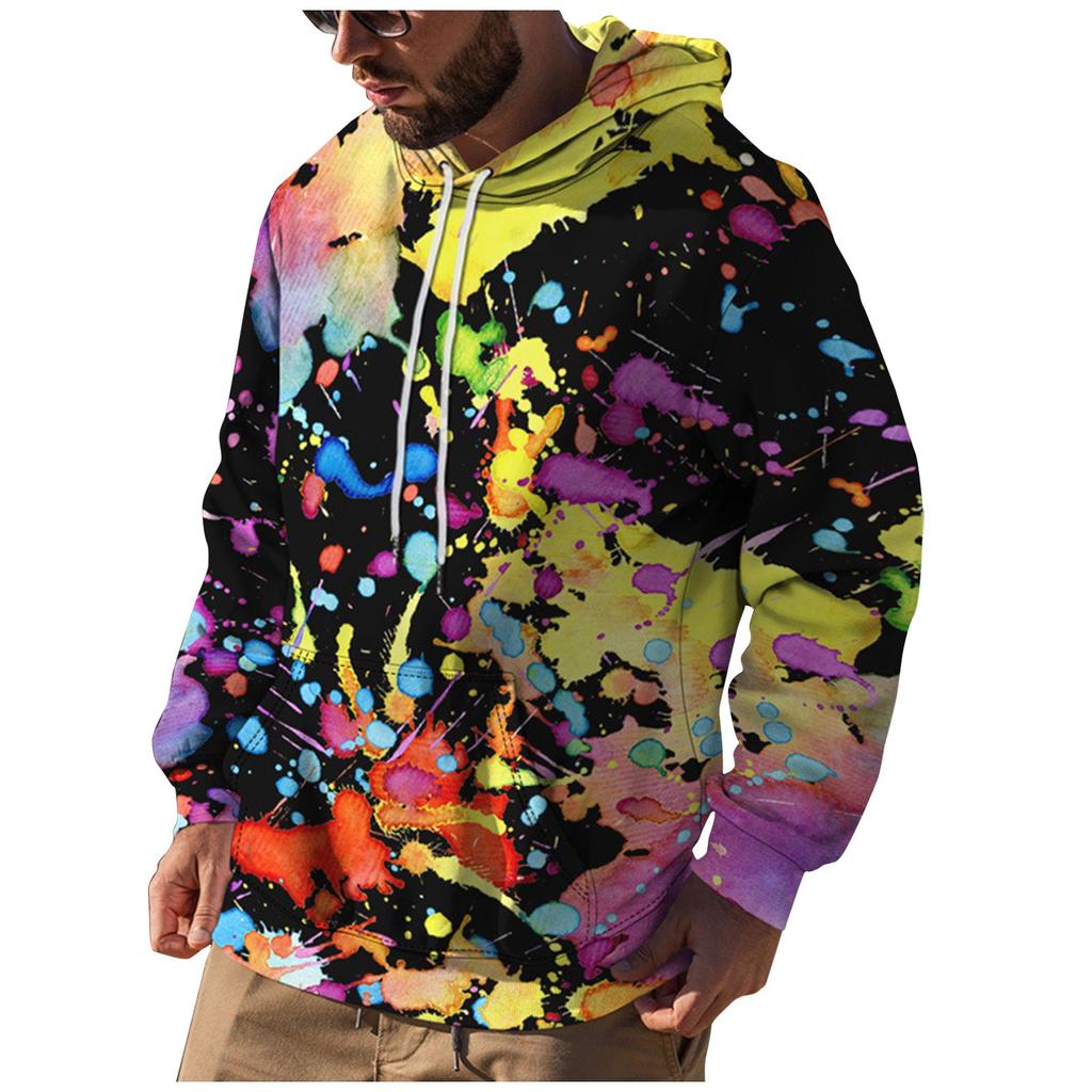 Men's Loose Printed Hooded Sweatshirt Men's Casual Fashion Sports Sweatshirt
