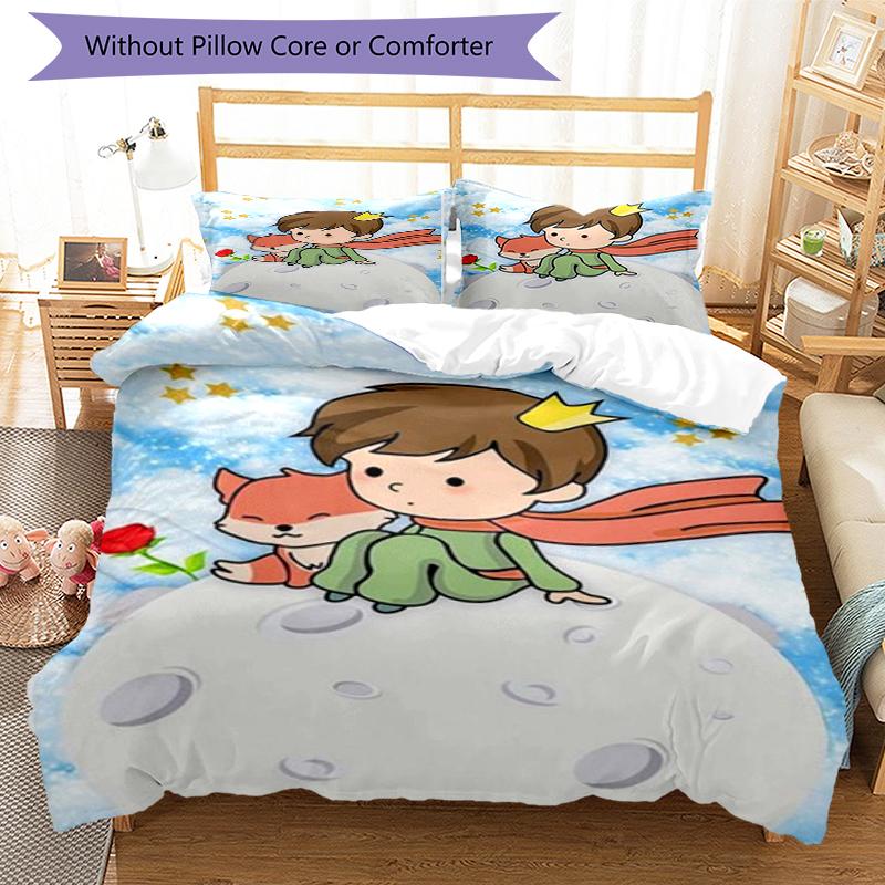 3pcs The Little Prince Bedding Set Duvet Cover Closure Includes 1 Duvet Cover & 2 Pillowcases, Soft and Comfortable for All Seasons.