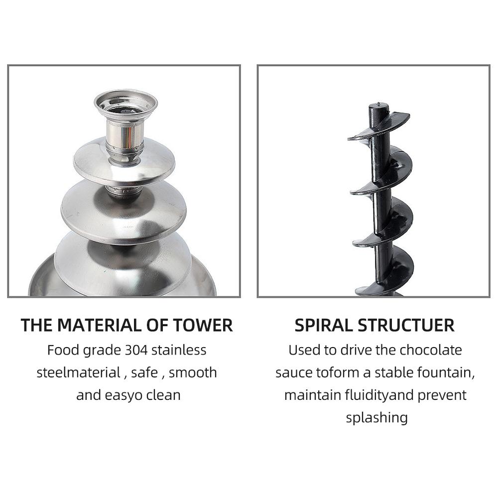 Chocolate Fountain, 4 Tiers Electric Melting Machine, Fondue Pot Set, for Chocolate Candy, Ranch,