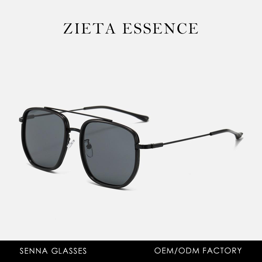 Large Frame Metal Sunglasses Anti-Blue Outdoor Glasses Square Retro Aviator Sunglasses