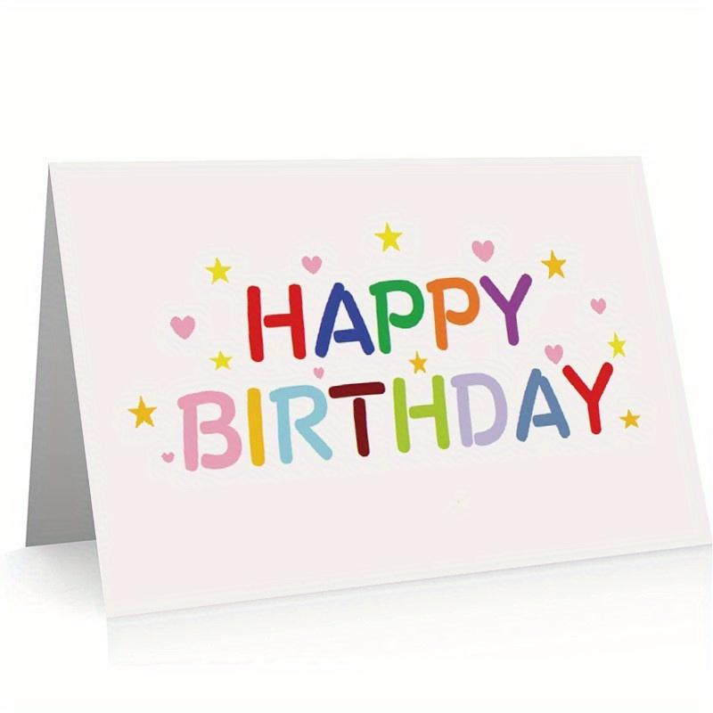 1 Set (20 Pcs) of Birthday Greeting Cards with English "Happy Birthday" Simple Wishes - Includes 10 Greeting Cards and 10 Envelopes
