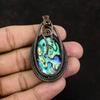 Abalone Shell Pendant Copper Wire Wrapped Pendant Gemstone Designer Jewelry Handmade Pendant Gift For Mother Abalone Shell Jewelry For Gift