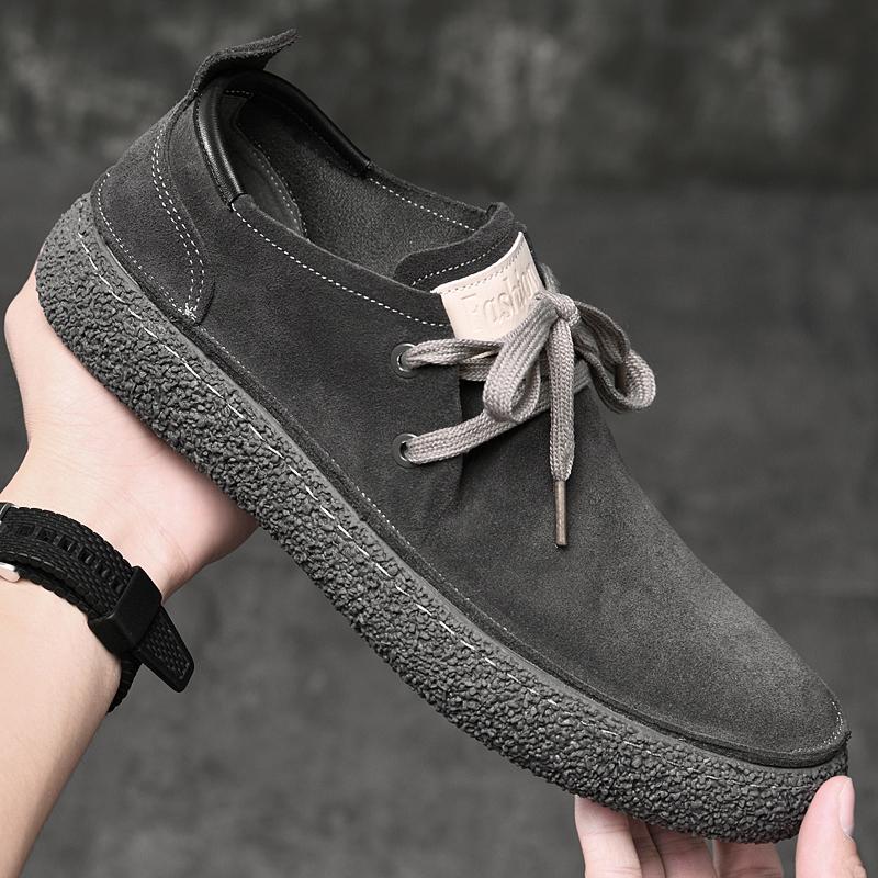 Fashion 2024 New Men Casual Suede Shoes Luxury Genuine Leather Work Shoes Fashion Lace-up Comfy Flats British Business Party Dress Shoes