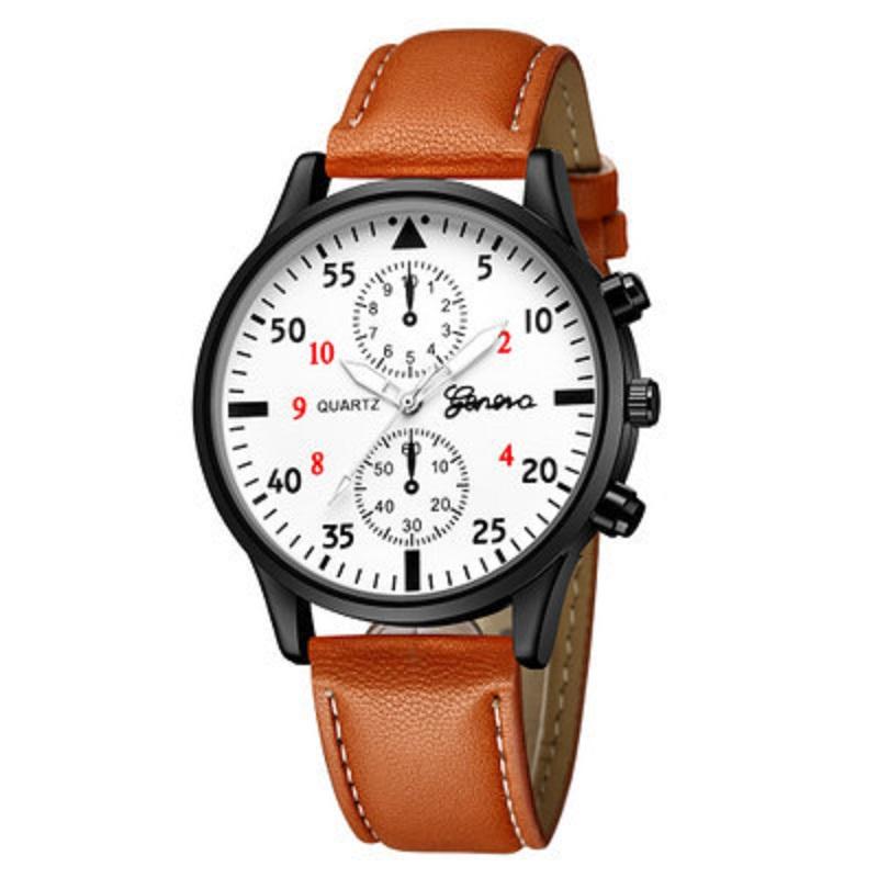 Новые повседневные роскошные мужские деловые часы GENEVA Man Sport Bracelet Quartz Wristwatch Leather Band Black Leather Fashion