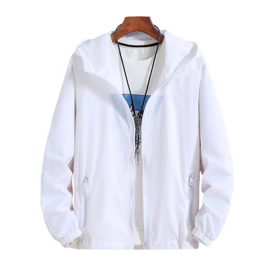Уличная ветровка с капюшоном и длинным рукавом на молнии, спортивная куртка, сплошной цвет, дизайн с карманами, тонкая солнцезащитная одежда