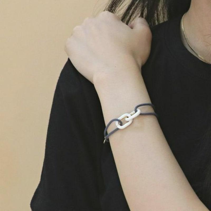 Gaman IVORY ENAMEL GREY CORD BRACELET