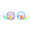 Cat Pet Toy Feather Tail Mouse 6cm Paint Cage Mouse Fissle Colorful Painted Wire Feather Mice In Cage Cat Toy Pet Supplies