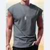 Мужская одежда Новая футболка без рукавов Мужская летняя повседневная спортивная Свободного кроя Мужской короткий жилет Сэр