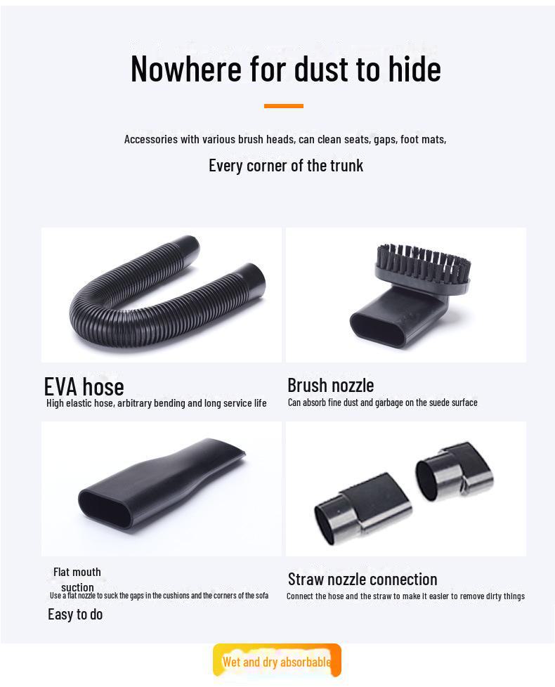 Автомобильный пылесос высокой мощности 120 Вт: Ручной пылесос двойного назначения для влажной и сухой уборки с мощным всасыванием