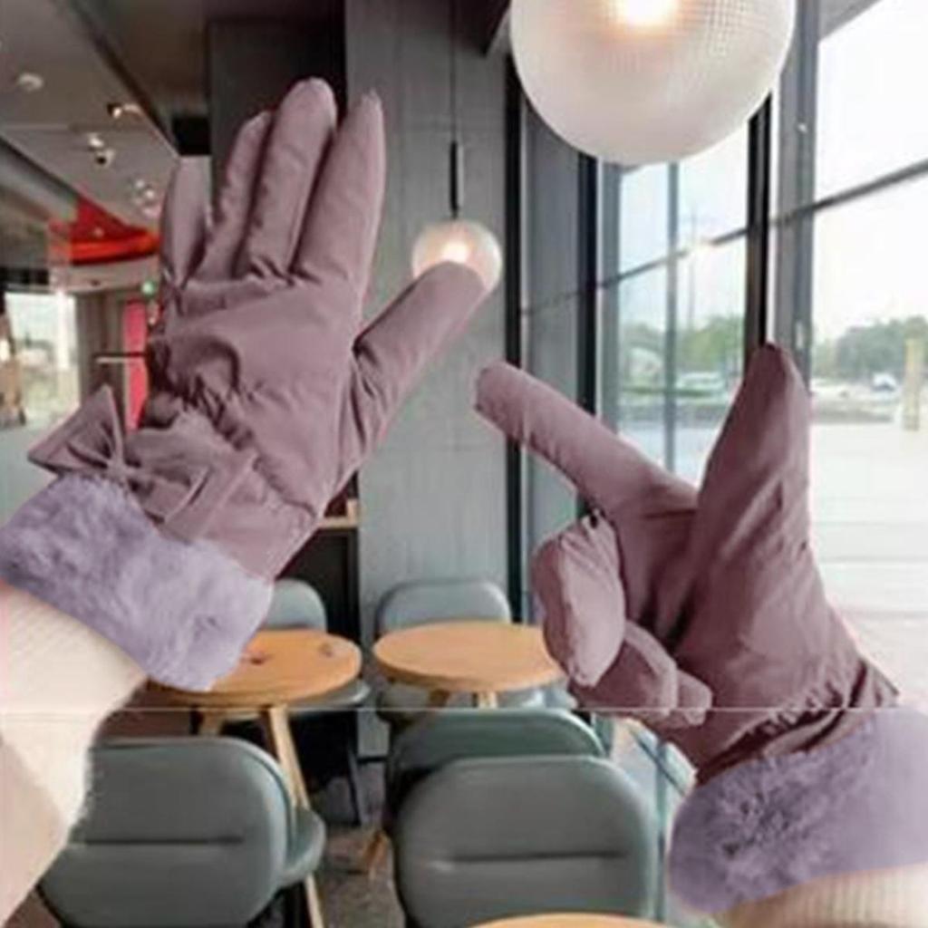 Женские лыжные перчатки Зимние флисовые Утепленные Теплые Плюшевые Полиэстеровые Водонепроницаемые Перчатки с сенсорным экраном для Катания на открытом воздухе Альпинизма