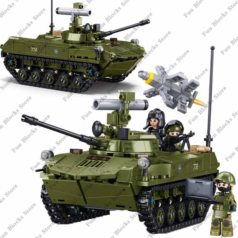 Sluban Военный БМД-2С Боевая Машина Пехоты Набор Строительных Блоков Фигурки Солдат Кирпичики Классическая Модель Боевой Машины Игрушки для Детей Мальчиков Подарок