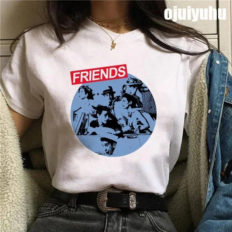 Fashion Friends Tv Show Funny Cartoon T Shirt Women Graphic Best Friends Harajuku T-shirt Korean Style Tshirt Vintage Top Female