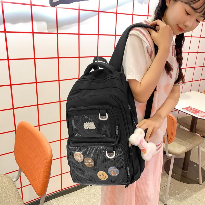 Рюкзак большой емкости, женский рюкзак в студенческом стиле, школьная сумка, однотонная сумка на плечо