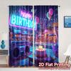 2 шторы с 2D плоской печатью (Без Рода) НеоновыеBirthdayVibes Шикарные Модные Шторы Полиэстеровые Шторы Универсальные Все для