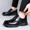 Mens Genuine Leather Loafer Shoes With Thick Sole Elevating Comfort Round Toe Casual Business Footwear