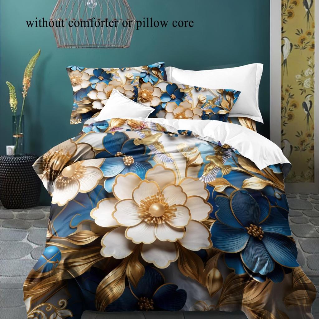 3D Цифровая печать Трехмерный цветок Сделай сам Пододеяльник Трехпредметное постельное белье