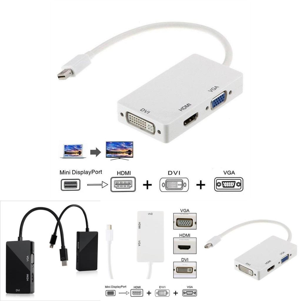 Мини DisplayPort к HDMI DVI VGA 3-в-1 адаптер с чипсетом для Macbook Pro Air для настройки нескольких мониторов