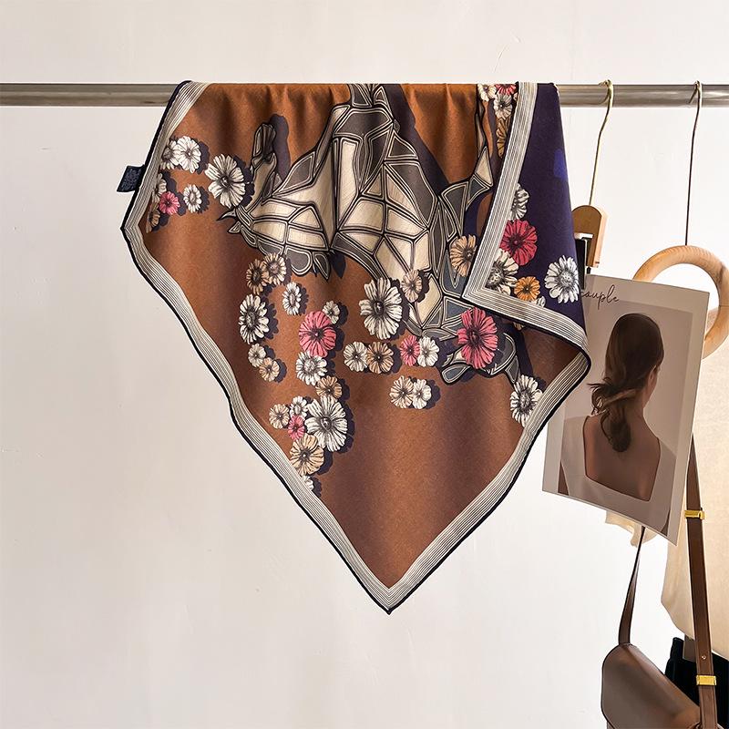 Двусторонний шарф из шелка и шерсти «Тропические джунгли» — роскошная теплая зимняя шаль для женщин