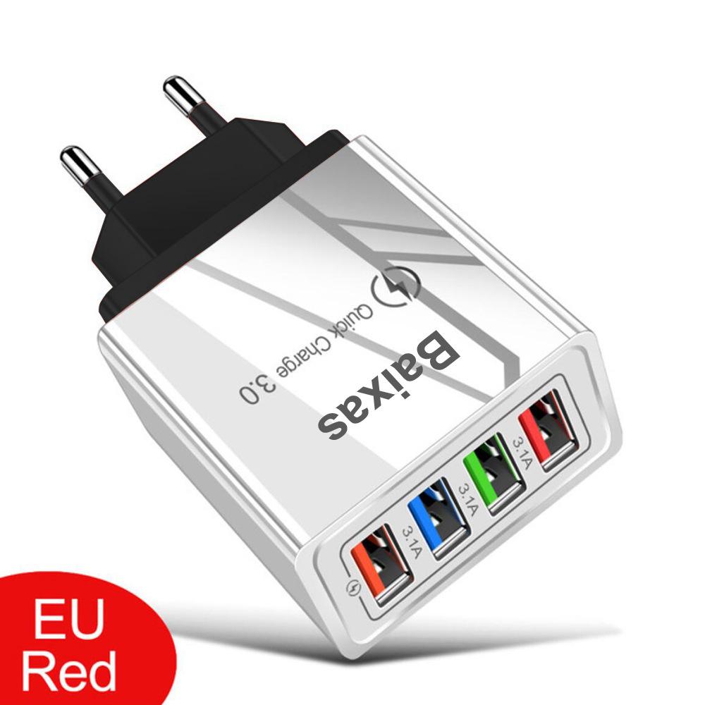 4-портовое USB-зарядное устройство для мобильных телефонов и планшетов, дорожное, стандарт США и ЕС, 3А