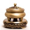 Copper Antique Three Legged Incense Burner Household Home Decorative Zen Sandalwood Carving Brass Incense Burner Tea Desk