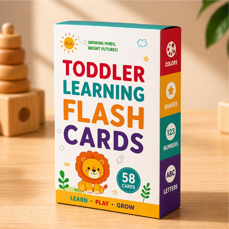 58PCS 26 Alphabet English Learning Numbers Colors Shapes Flash Cards for Ages 2-4 Years Early Education Vocabulary Cards