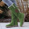 Winter New Long Leg Snow Boots with Side Zipper Flipped Over Round Toe High Leg Women's Platform Boots Plus Size43