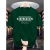 Мужская летняя модная повседневная футболка с коротким рукавом и круглым вырезом, свободного кроя, из 100% чистого хлопка, с принтом в виде букв BERLIN.