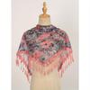 1pc Fashionable Colorful Rose Floral Print Lace Tassel Shawl Scarf, Suitable For Everyday Wear