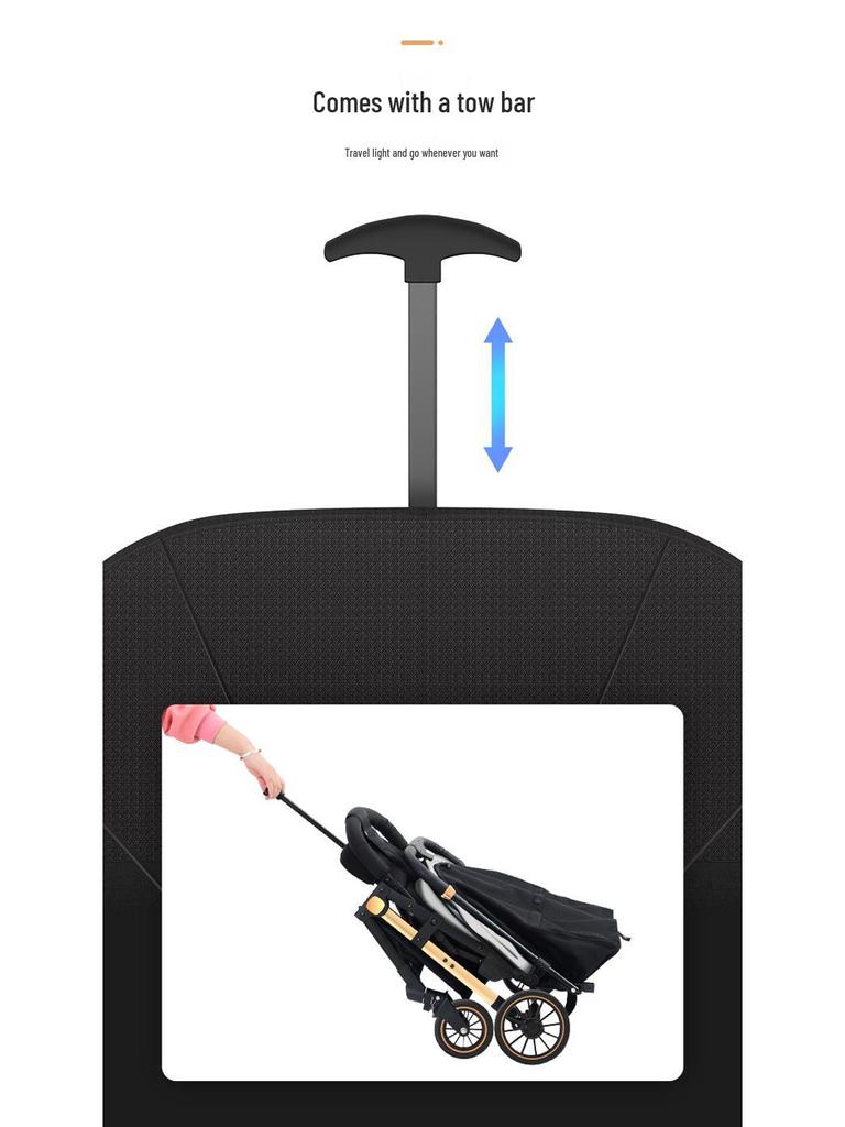 Легкая детская коляска: Сидеть и лежать, Складывание одной кнопкой, Четырехамортизационная подвеска, Уличная коляска-зонт.