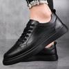 Black Casual Men's Board Shoes Genuine Leather Quality Minimalist Style Outdoor Street Walking and Sports Adult Shoes Hot New