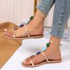 Fashion Women's Shoes 2024 Hot Sale One-word Buckle Summer Women's Sandals Mixed Colors Open Toe Square Heels Casual Roman Shoes Ladies