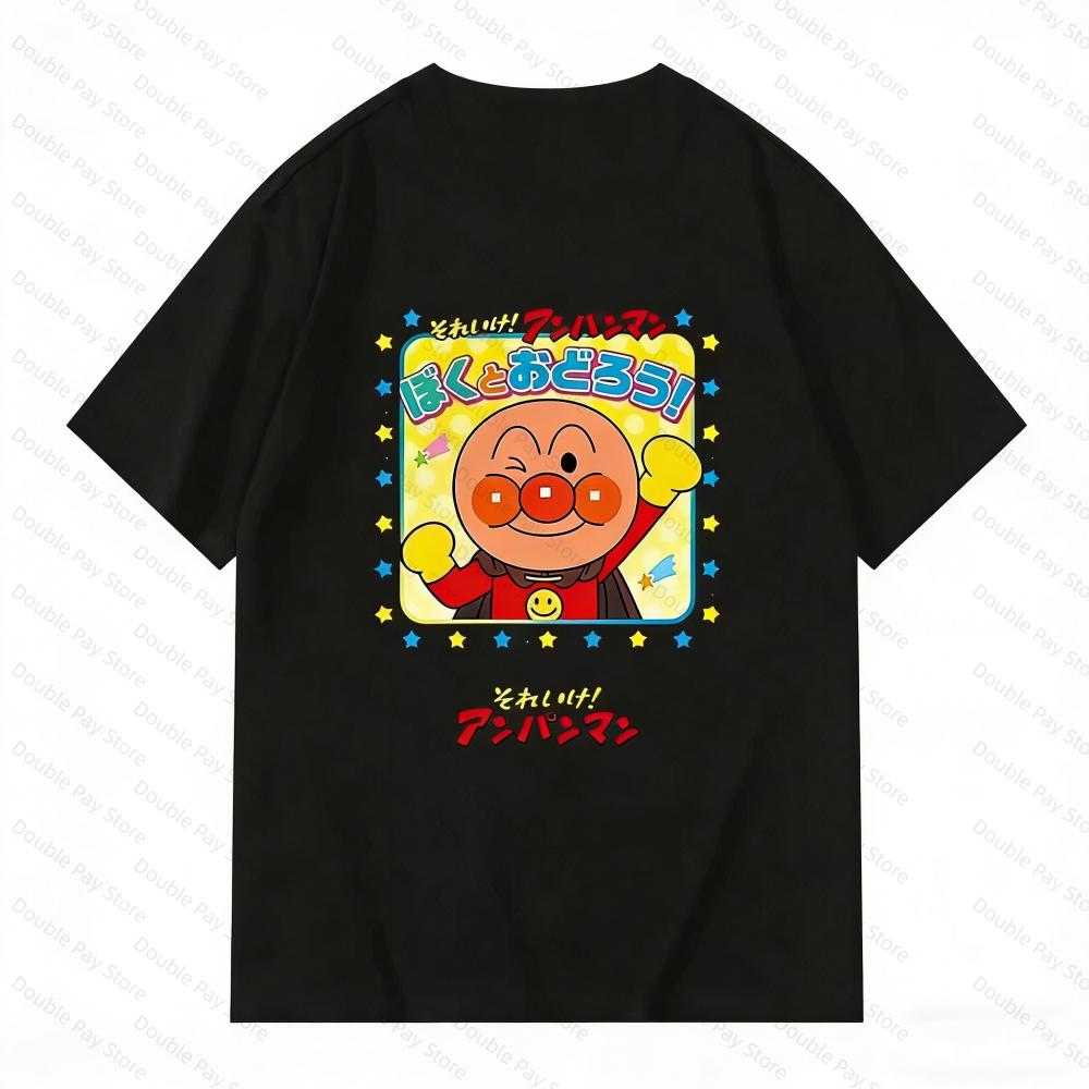 Anpanman Family Cartoon Print Tshirt Casual Unisex Short Sleeve Cotton Tee for Mens Shirt Women tshirt Kids Anime Streetwear