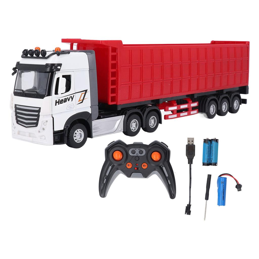 RC Dump Truck Toy with 3 Batteries 9 Channels Openable Doors Lights Music Remote Control Carrier