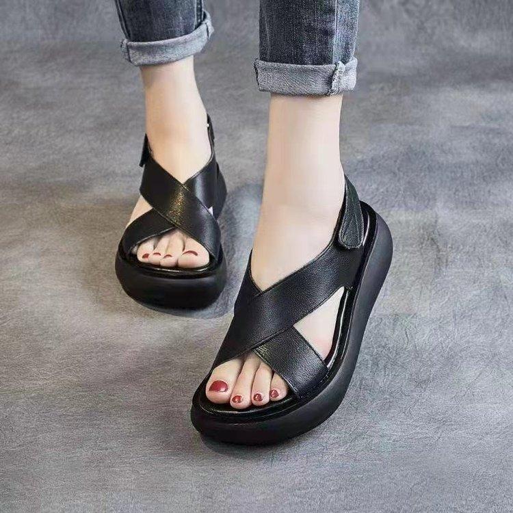 Fashion Sandals Women Summer Thick Soled Summer New Female Sandals Fish Mouth Open Toe Breathable Wedge Sandals Sandalias De Mujer