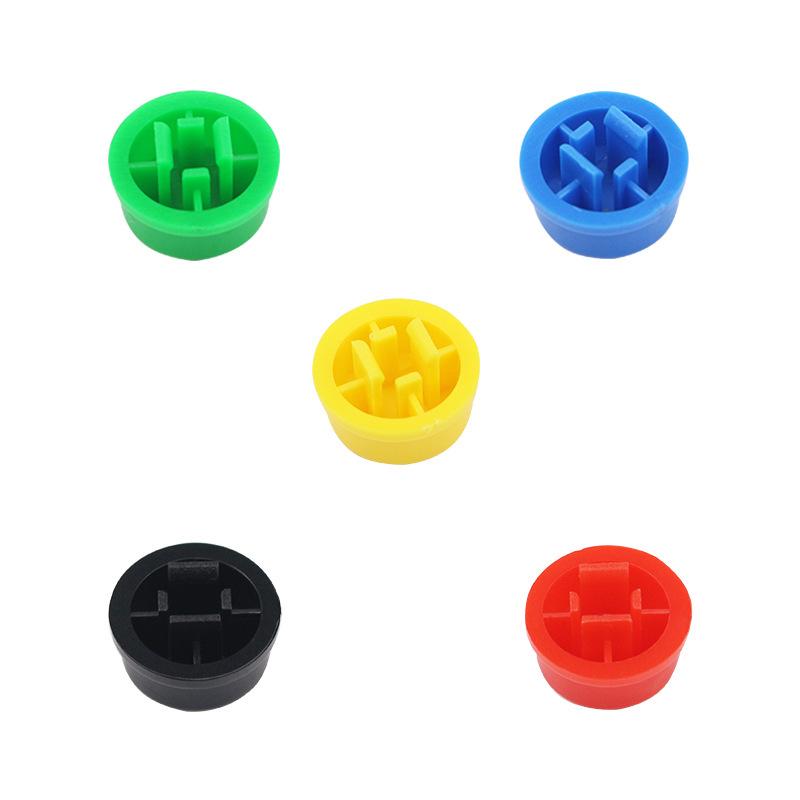 12x2x7.3mm Four-Pin Tactile Switch Button with Round Cap, Available in Six Colors