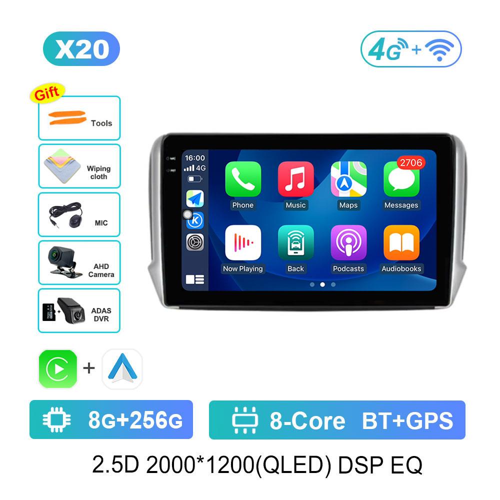 Навигация GPS Android 14 для Peugeot 2008 208 Series 2012 - 2018 Автомобильный Видео Мультимедиа Аудио Плеер WiFi HD Экран Bluetooth