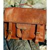 Men's 15" Satchel Genuine Goat Leather Shoulder Briefcase Laptop Bag