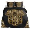 Hamsa Hand Bedding Set Boho Mandala Duvet Cover Set Black Gold Bohemia Bed Set Fatima Hand Bed Linen Lucky Hand Quilt Cover