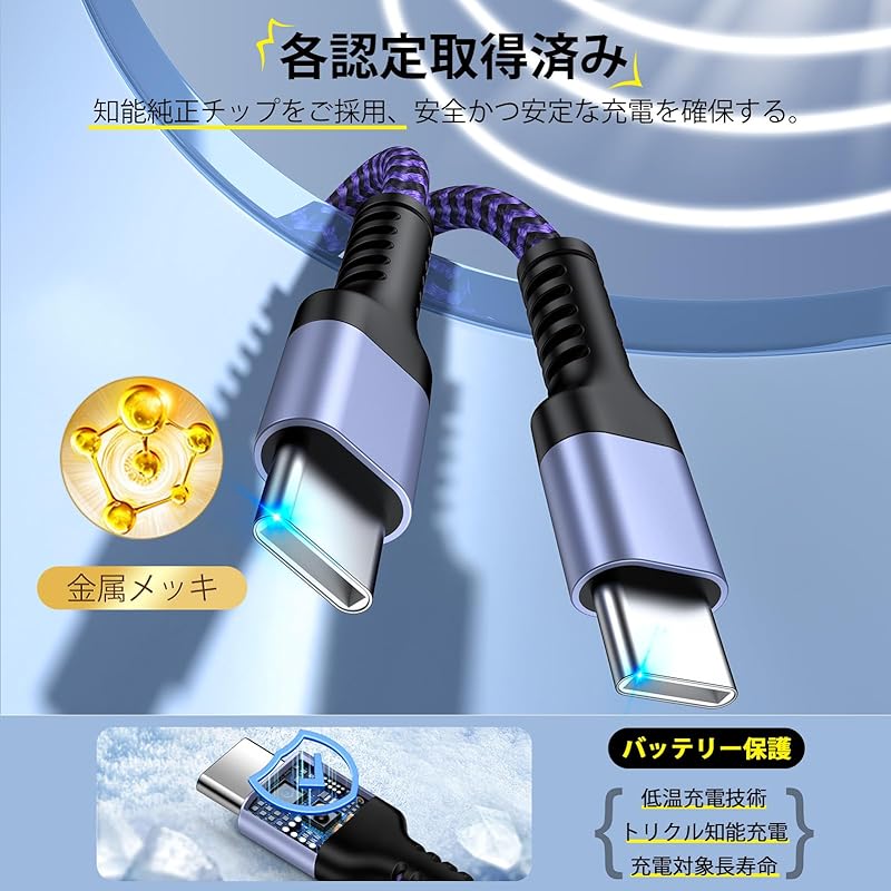 Кабель USB-C Bioonis, оригинальный, 0,9 м, PD30W/3A, тип C, быстрая зарядка, нейлоновый, вязанный, кабель для зарядки iPhone 16, тип C, предотвращение отключения, передача данных