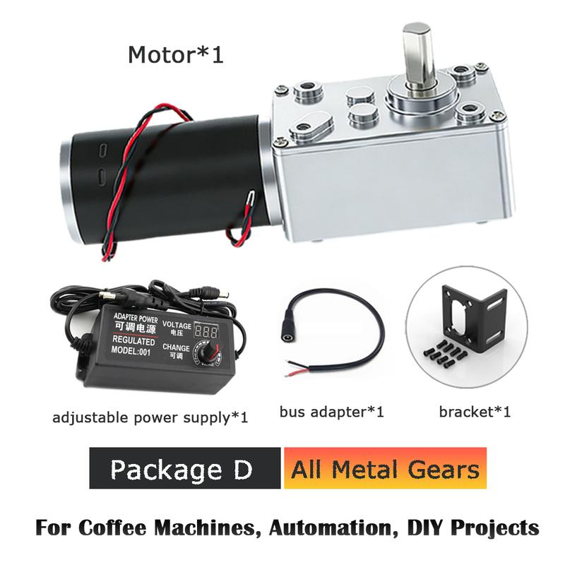 High Torque 5840-31ZY 58x40mm Worm Gear Motor 12V/24V 7RPM-470RPM All Metal Gears 2.5/2.1mm Plug for Vending Machine DIY Project