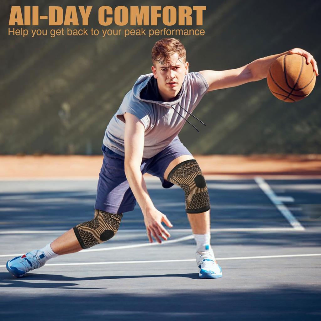 Медный наколенник от боли и поддержки при артрите-Медный наколенник от боли в колене Компрессионный рукав для занятий спортом, облегчение боли в колене