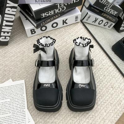 Модная обувь Женская обувь на плоской подошве на низком каблуке Оксфорды Осенние сабо Платформа Платье Кожа Осень Новые криперы Ретро Резиновые Мэри Джейн Базовые