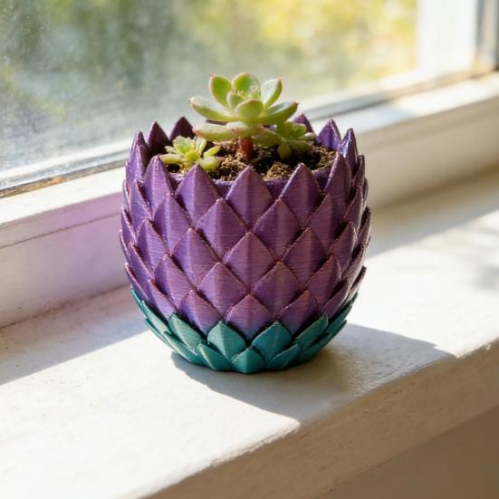 Dragon Scale Planter Pot with Drip Tray Indoor Outdoor Succulents Herb Plants Flower Pot Container with Drainage Holes Home Balcony Garden Decoration