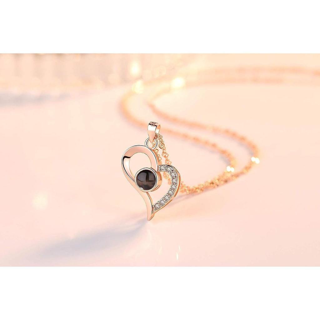 Ювелирные изделия YouBella, 18-каратное розовое золото, ожерелье «Я люблю тебя на 100 языках», ожерелье в форме сердца, украшения для женщин и девочек