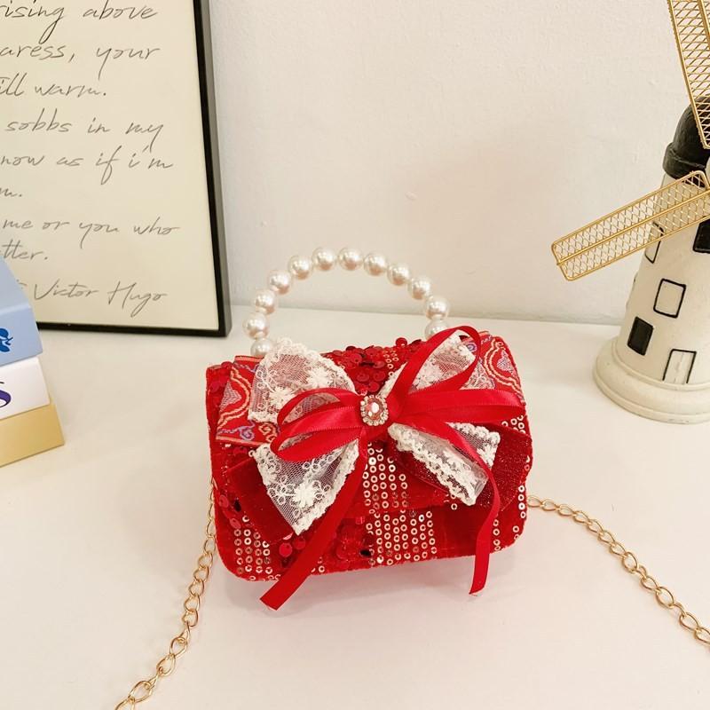 Милая детская новогодняя сумка Стильная жемчужная модная сумка-кроссбоди на цепочке для девочек-малышек