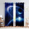Starry Sky And Moon Night View 3d Printed Curtains Suitable For Bedroom, Living Room, Study Room Decorative Curtains 2 Pieces